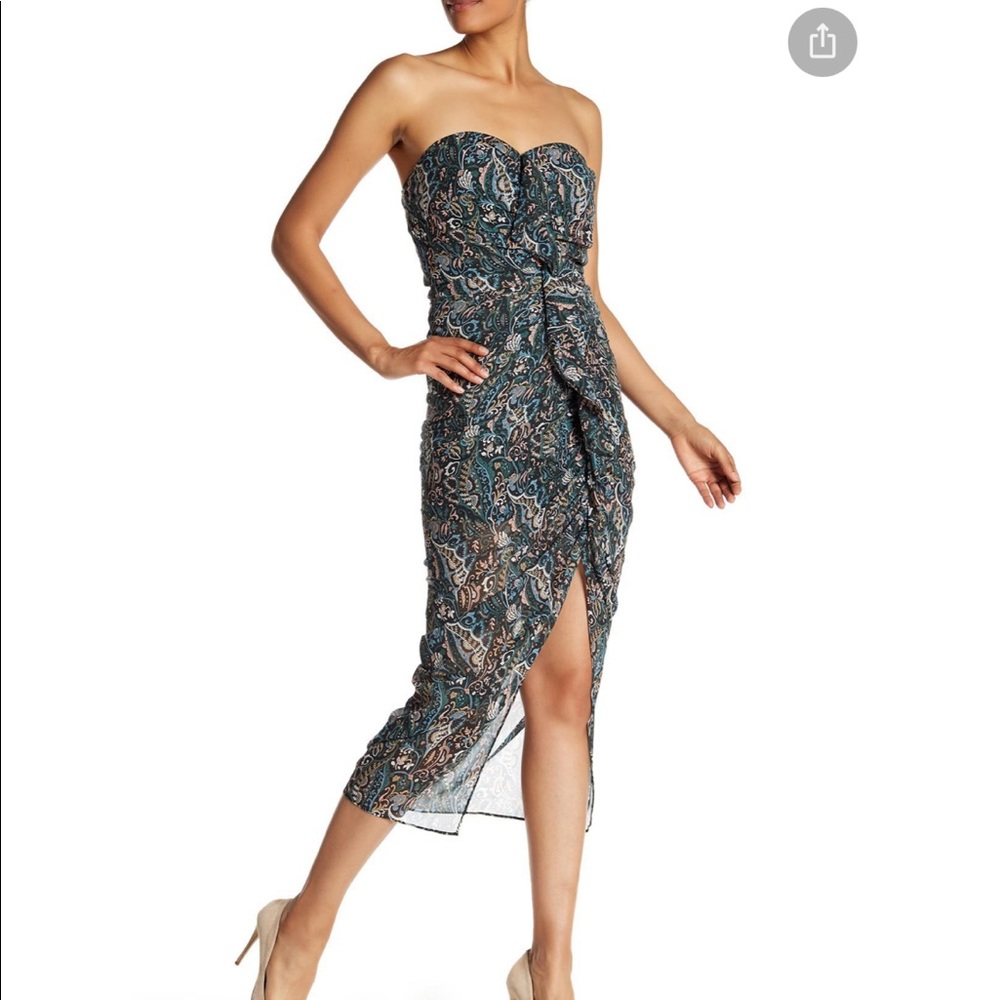 Veronica Beard Paisley Strapless Dress